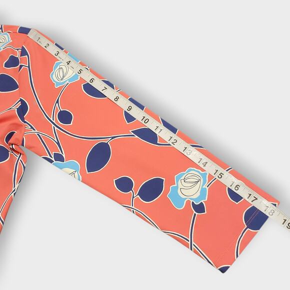 J. Mclaughlin Durham Ruffle Top Catalina Cloth Coral Pink Blue Floral Sz Medium - Picture 9 of 11